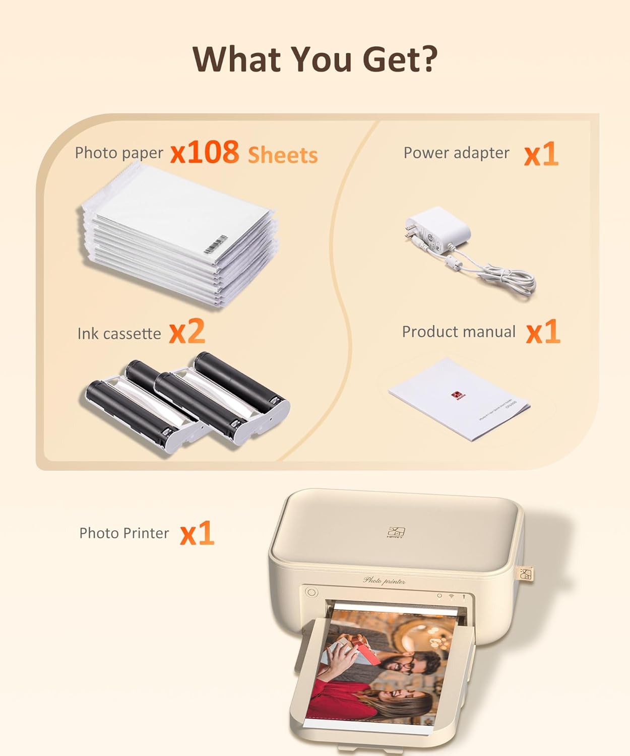 HPRT CP4100 4x6 Photo Printer with 108 Sheets & 2 Ribbons