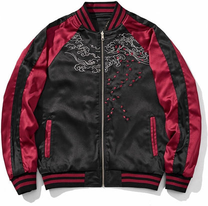 reversible Dragon Satin Bomber Jacket Japanese Vintage Windbreaker
