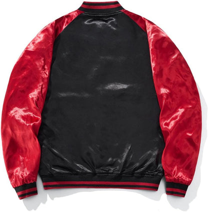 Dragon Floral Embroidery Bomber Jacket Hip Hop Casual Coat Sweetshirt