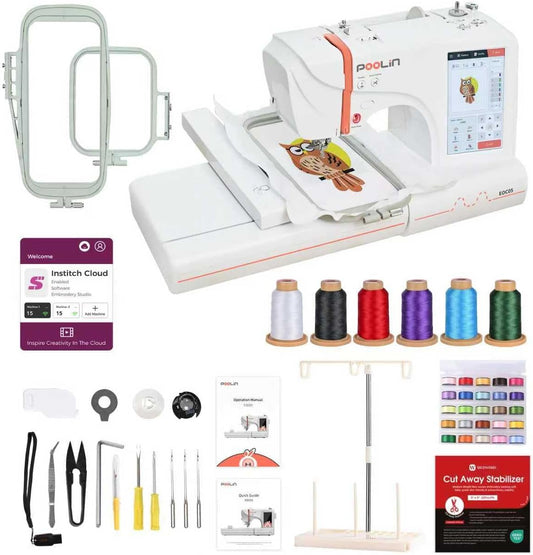Poolin EOC05 Embroidery Machine With Accessories Supplies and Training