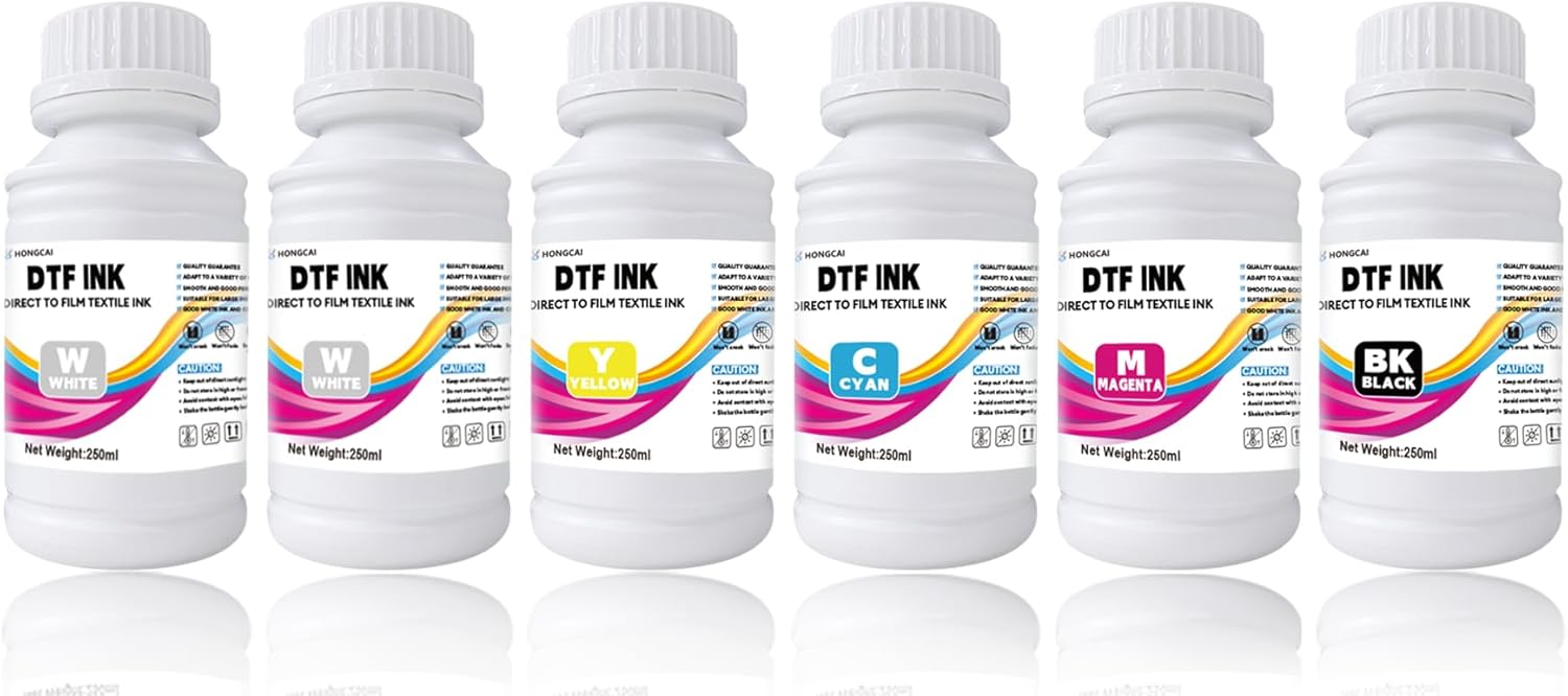 250ml 6-Color CMYKWW DTF Ink Set for L1800 L805 DX6 Heat Transfer - Colorsprinter