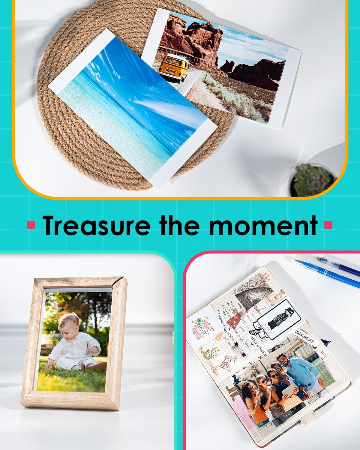 4 x 6" Photo Paper and Ink Cartridges For Liene Amber Photo Printer