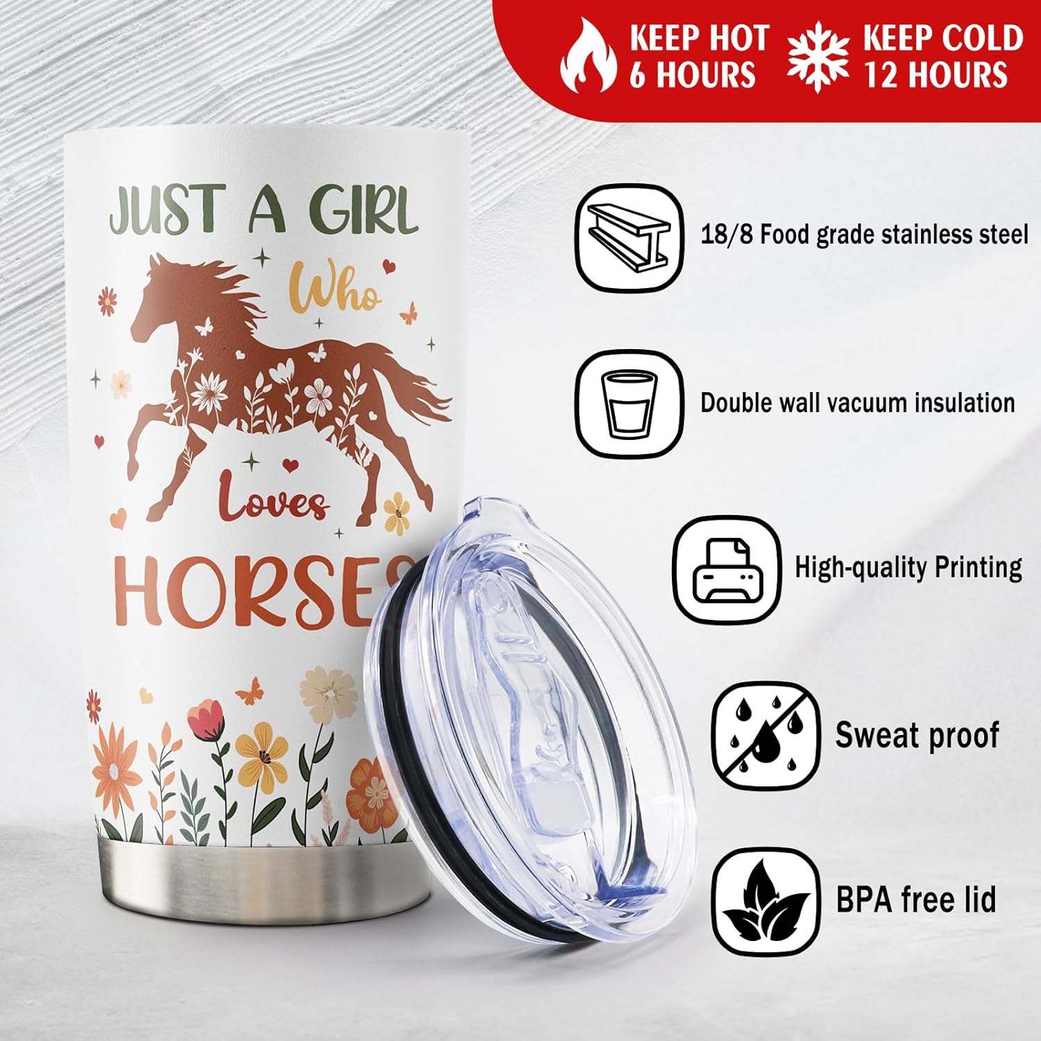 Just A Girl Who Loves Horses Mug 20 Oz Stainless Steel Tumbler Gift