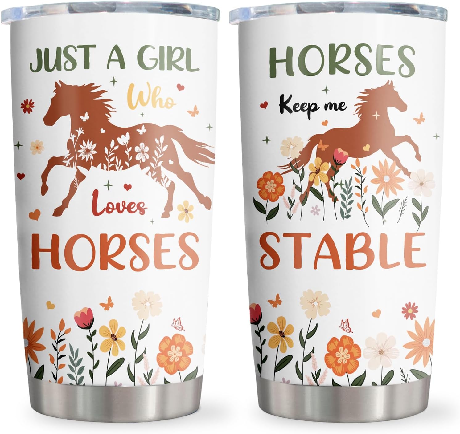 Just A Girl Who Loves Horses Mug 20 Oz Stainless Steel Tumbler Gift