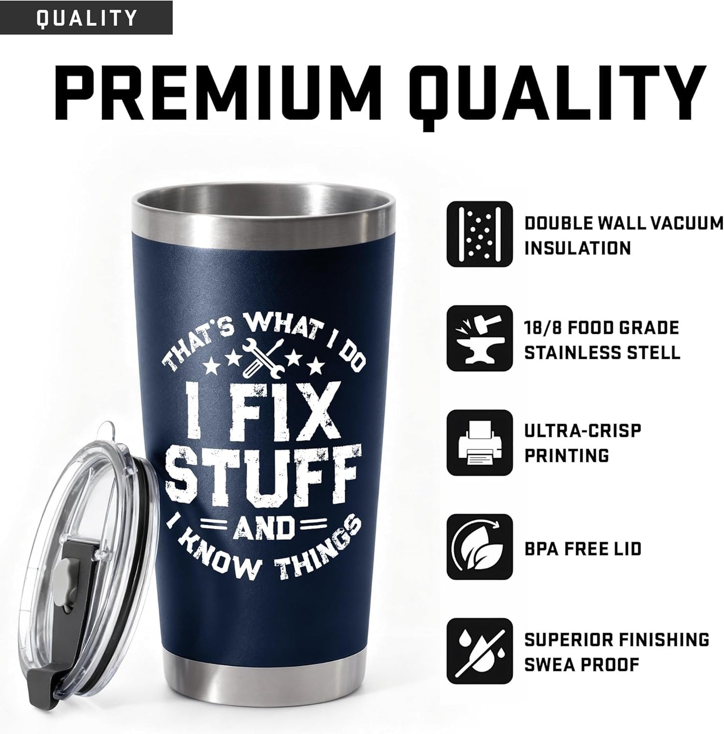 20oz Stainless Steel Tumbler Tea Travel Coffee Mug Cup Gifts For Men