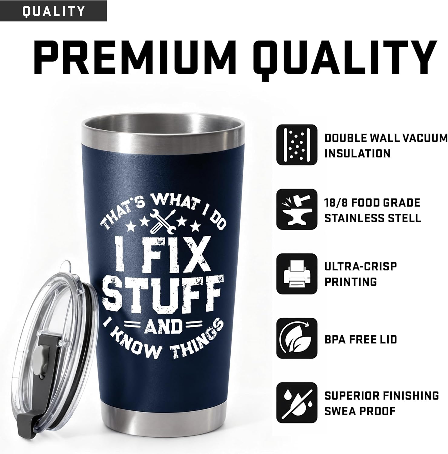 20oz Stainless Steel Tumbler Tea Travel Coffee Mug Cup Gifts For Men