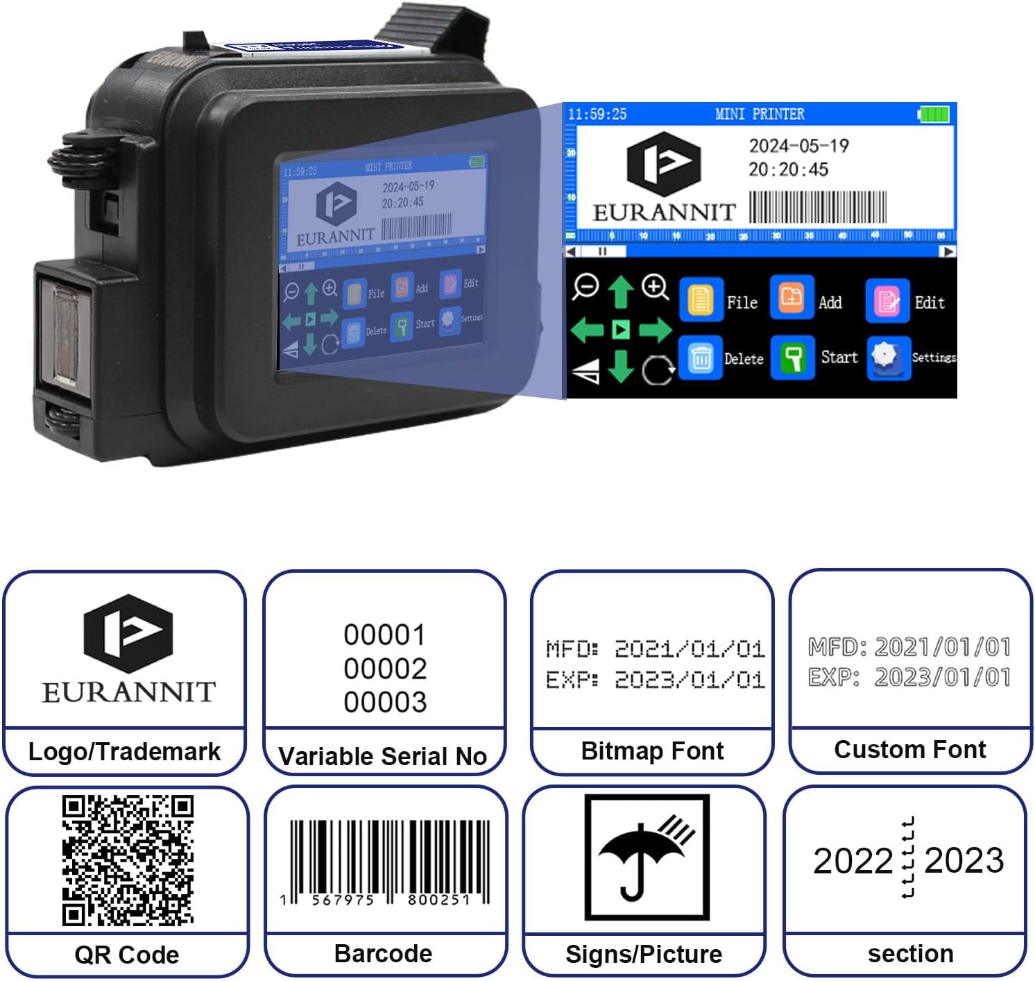 Mini Handheld Portable Inkjet Printer Fast-Dry Ink For Any Surface - Colorsprinter