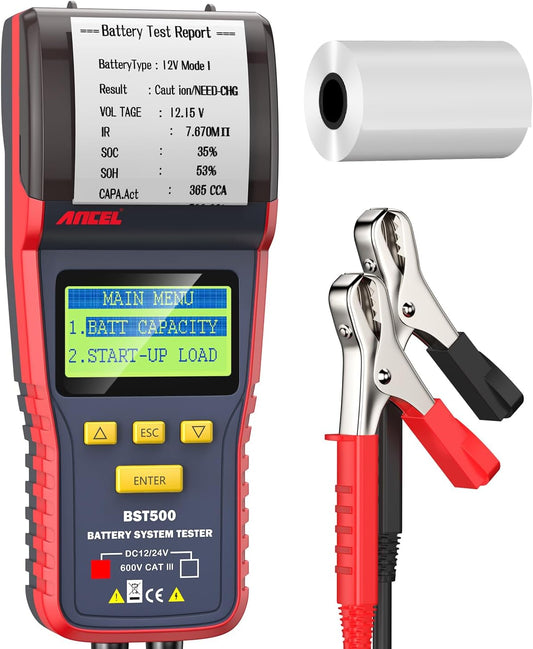 Car Battery Tester with Printer for Motorcycles Truck SUV ATV RV