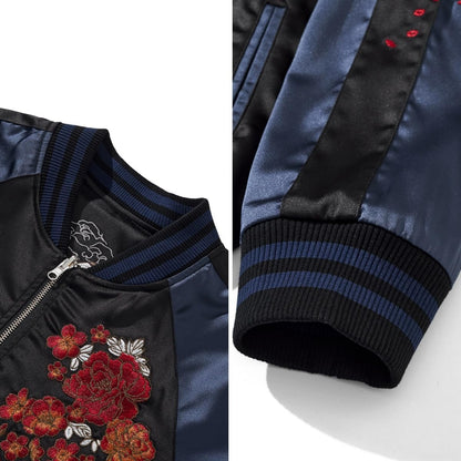 Dragon Bomber Jacket Reversible Zip Up Hoodies Japanese Streetwear