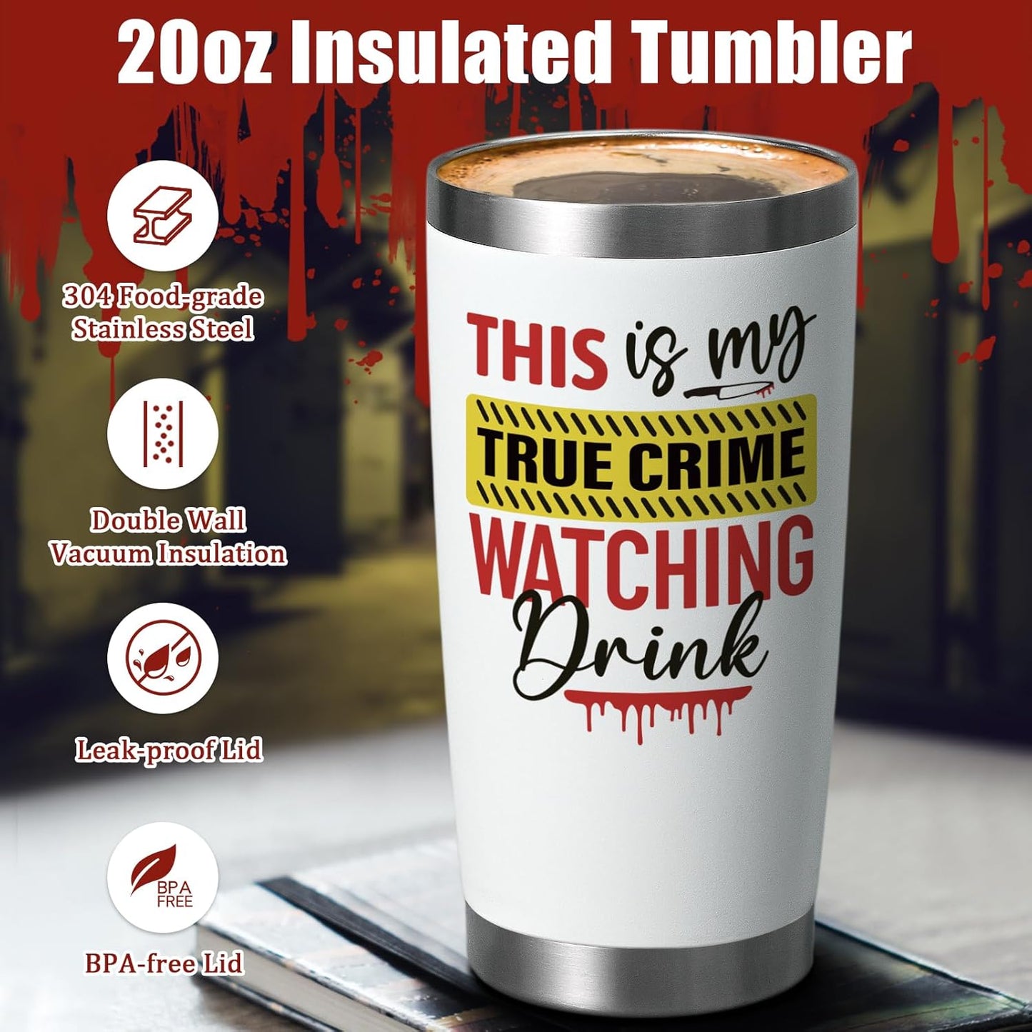 This is My TRUE CRIME Watching Drink 20oz Insulated Tumbler Mug Gift