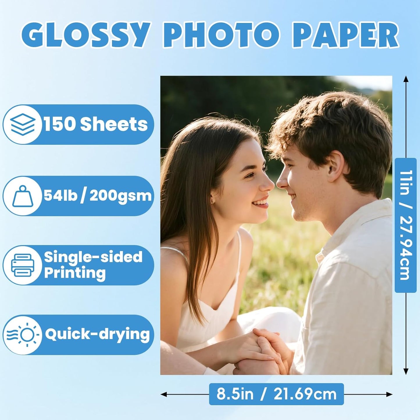8.5in x 11in Inkjet Photo Printer Paper, Picture Paper for Photos
