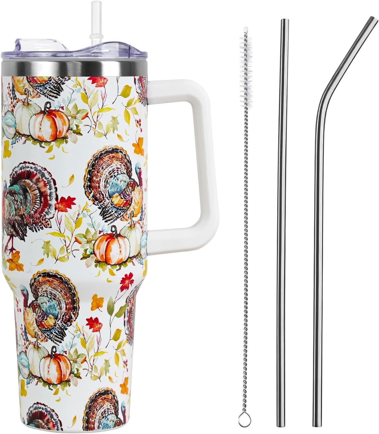 Christmas 40 oz Tumbler with Handle and Straw Lid,Cute Valentine's Day Spring Gift for Her Women Girlfriend Wife Red Heart Floral Vacuum Insulated Leak Proof Stainless Steel Coffee Cup Mug (Copy) (Copy) Holiday Tumblers 10 40 Ounces