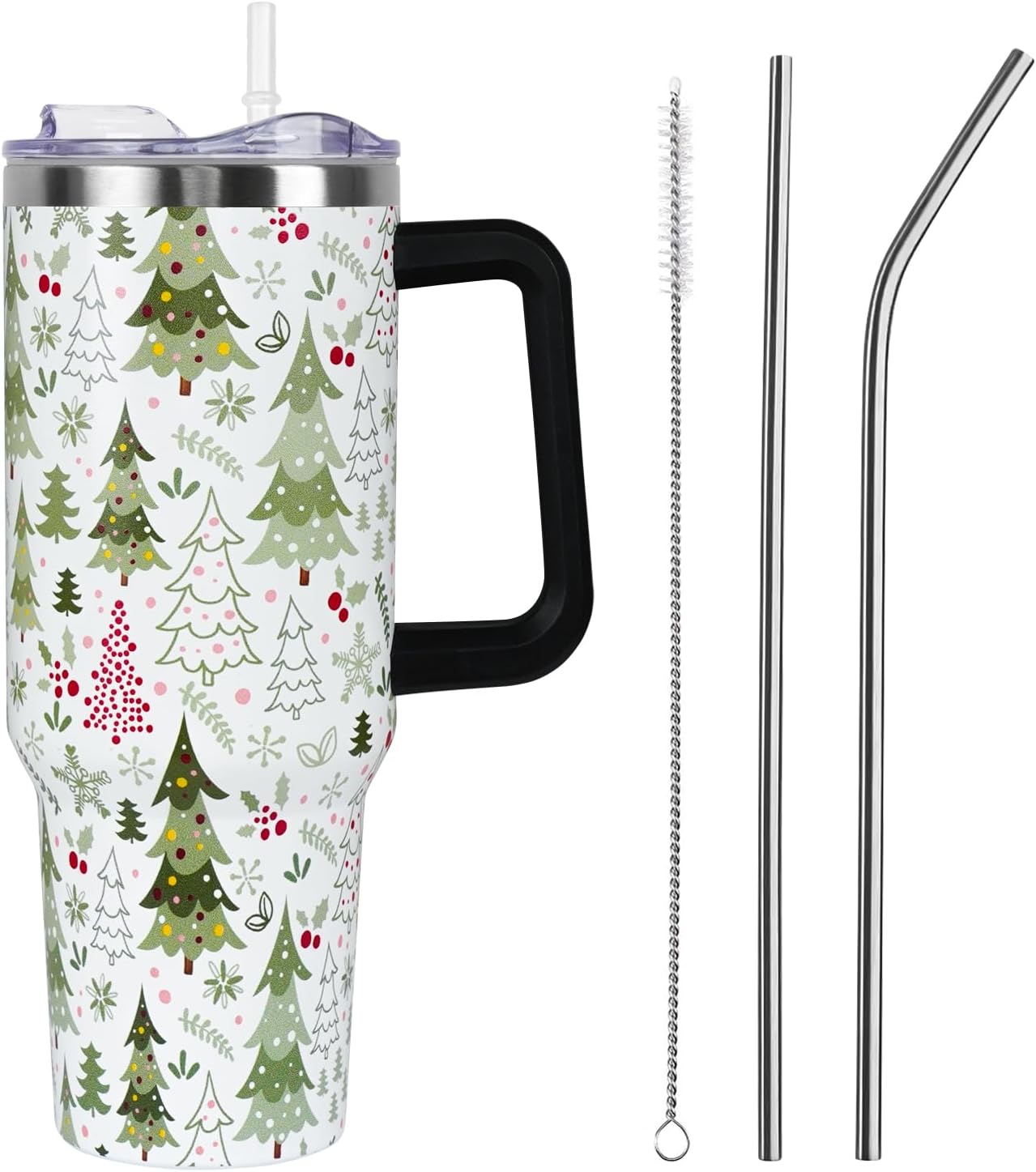 Christmas 40 oz Tumbler with Handle and Straw Lid,Cute Valentine's Day Spring Gift for Her Women Girlfriend Wife Red Heart Floral Vacuum Insulated Leak Proof Stainless Steel Coffee Cup Mug (Copy) (Copy) Holiday Tumblers 5 40 Ounces