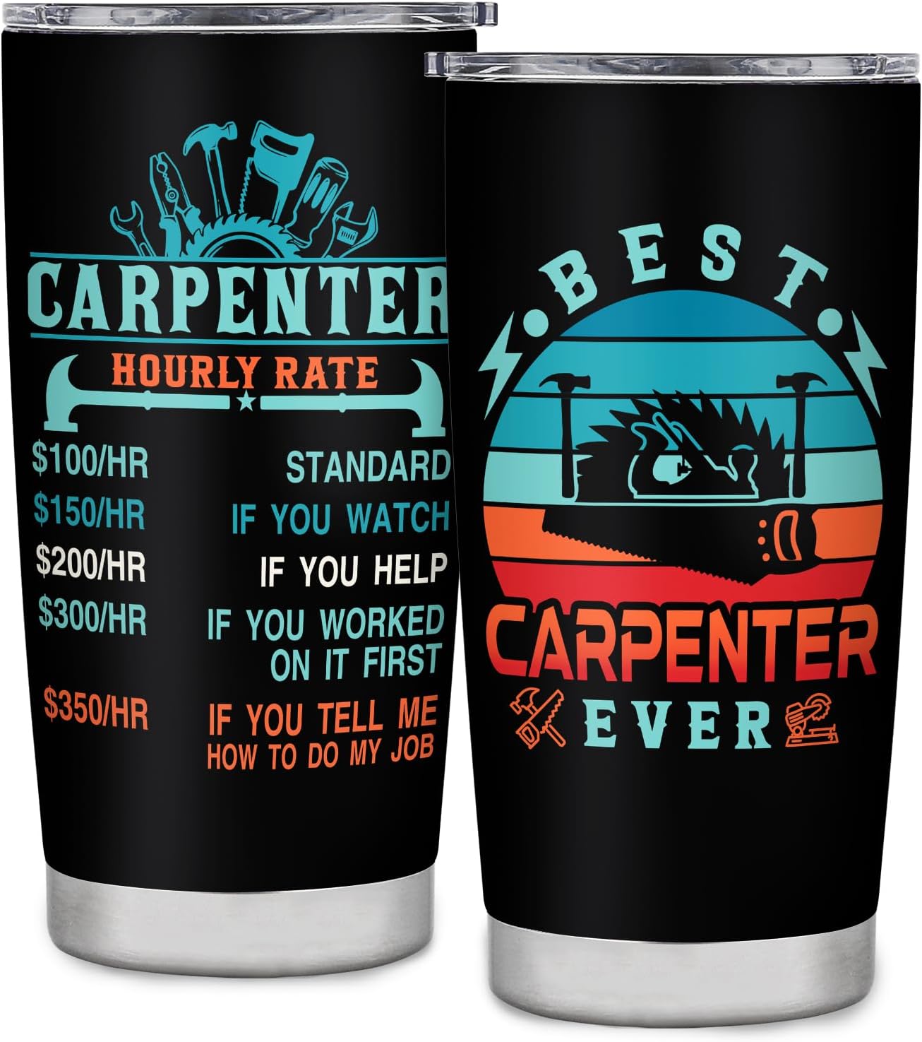 Welder It's Like Sewing with Fire 20 Oz Stainless Steel Tumbler Gift Carpenter Gifts-Black