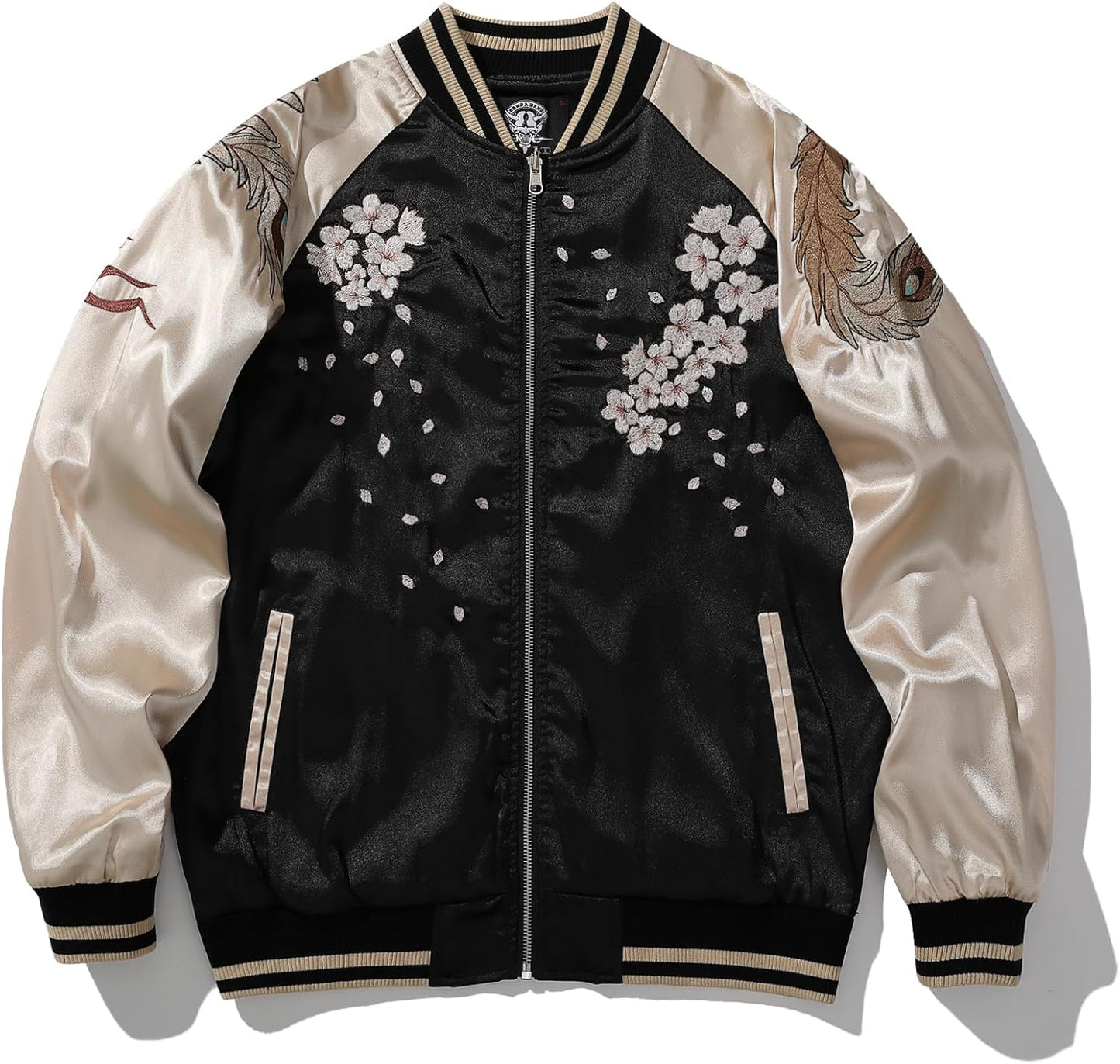 Phoenix Embroidery Men's Bomber Jacket Streetwear Windbreaker Coat