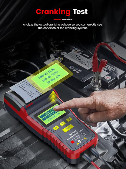 Car Battery Tester with Printer for Motorcycles Truck SUV ATV RV