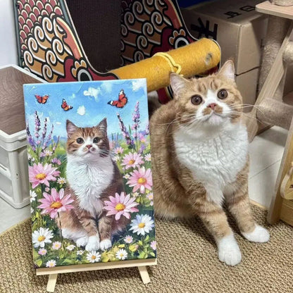 Personalized Cat Portrait Oil Painting Pet Funny Cat Gifts