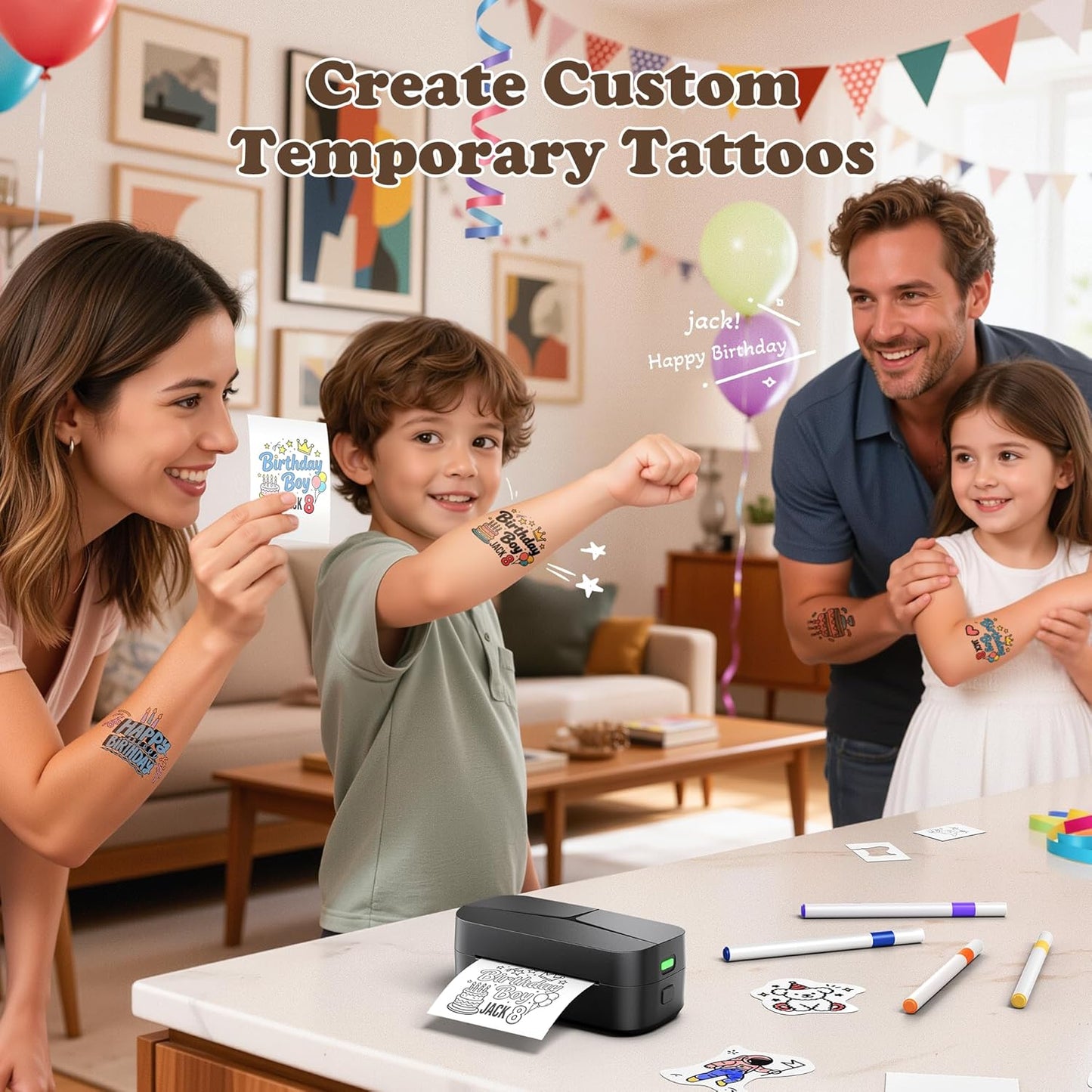 Phomemo TK32 Temporary Tattoo Printer Kit 50 Papers 8 Markers