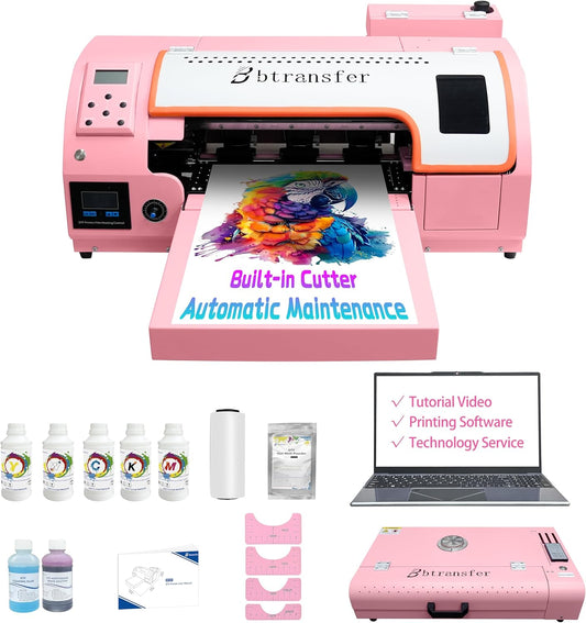 Pink M1630 Pro A3 DTF Printer Bundle with Oven,Laptop,Supplies - Colorsprinter