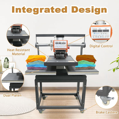 Auto 16x24 Dual-Platen Pneumatic Heat Press Machine