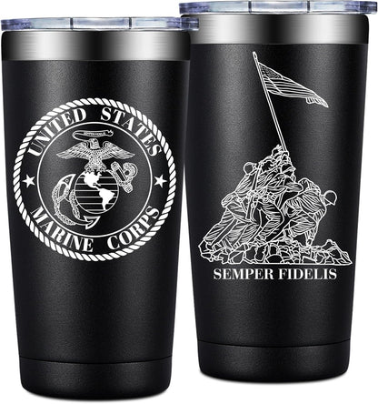 Usmc Anniversary Christmas Gift For Men 20oz Tumbler Coffee Cup Mug Marine Corps Black