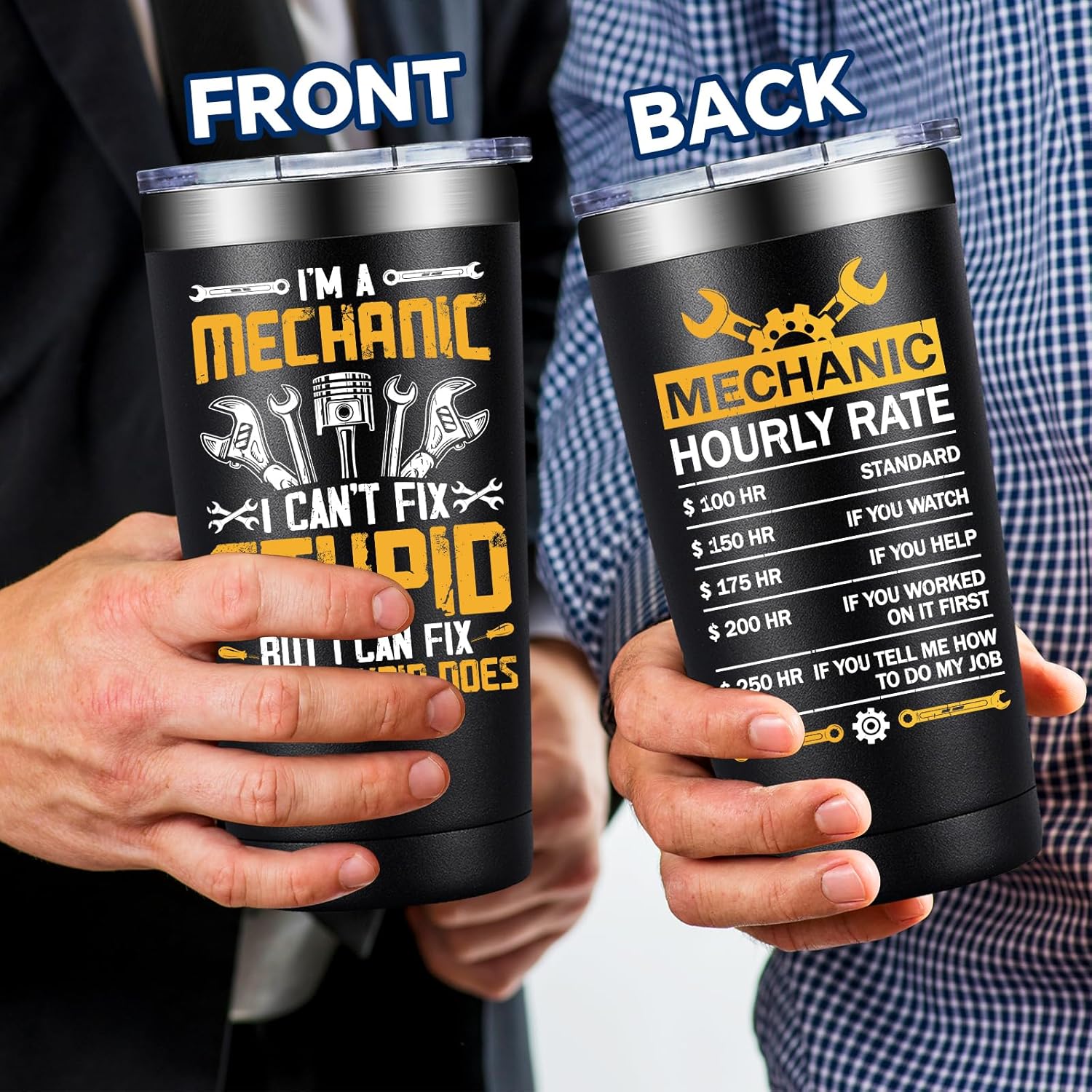 I'm a Mechanic I Can't Fix Stupid Tumbler Cup Funny Coffee Mug Gift