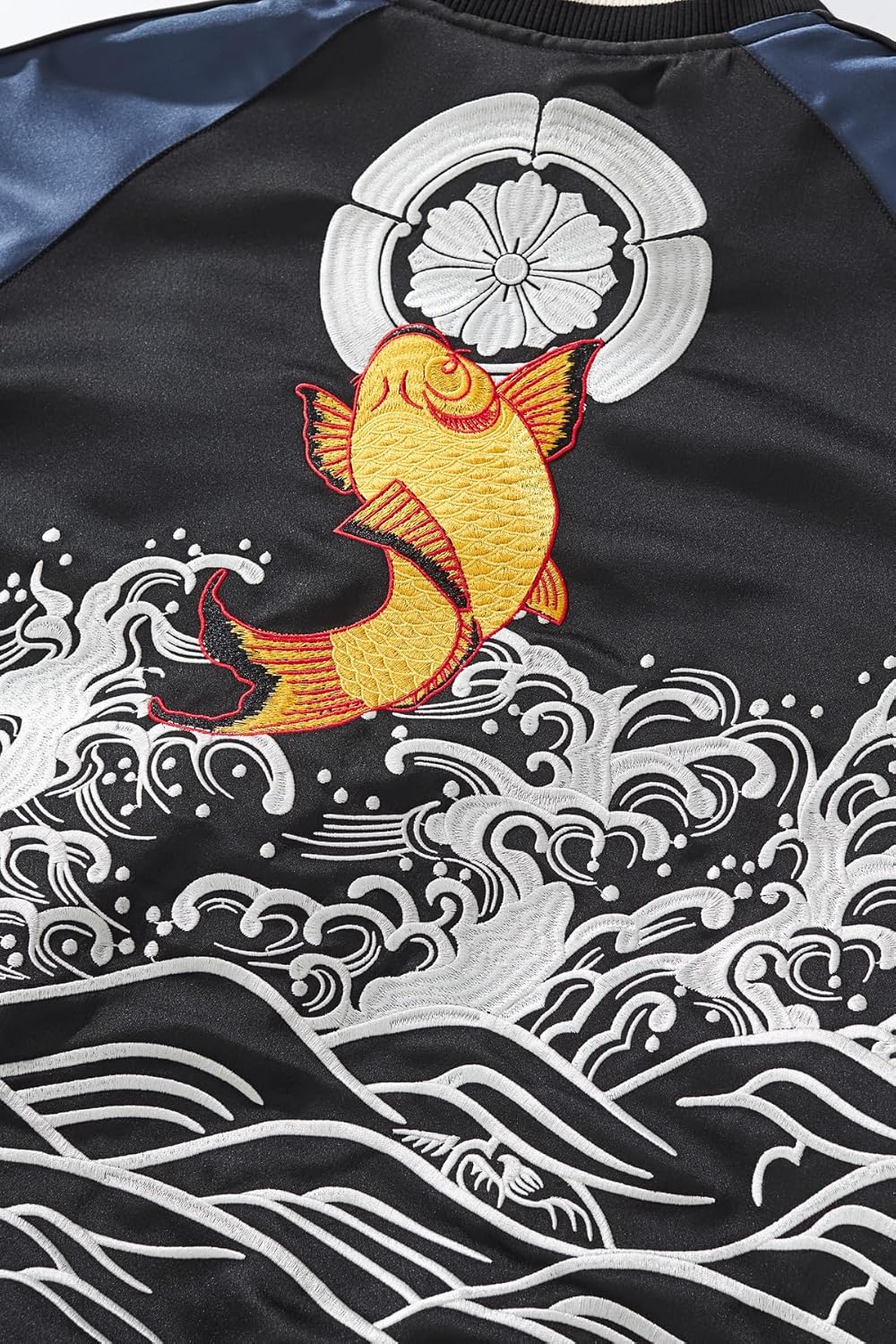 Koi Carp Embroidery Men Bomber Jacket Streetwear Windbreaker Hoodie