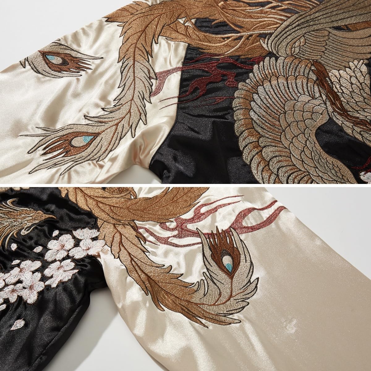 Phoenix Embroidery Men's Bomber Jacket Streetwear Windbreaker Coat