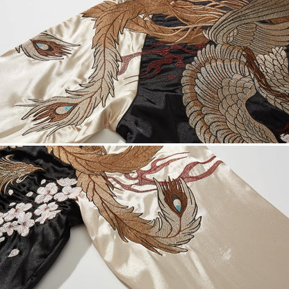 Phoenix Embroidery Men's Bomber Jacket Streetwear Windbreaker Coat
