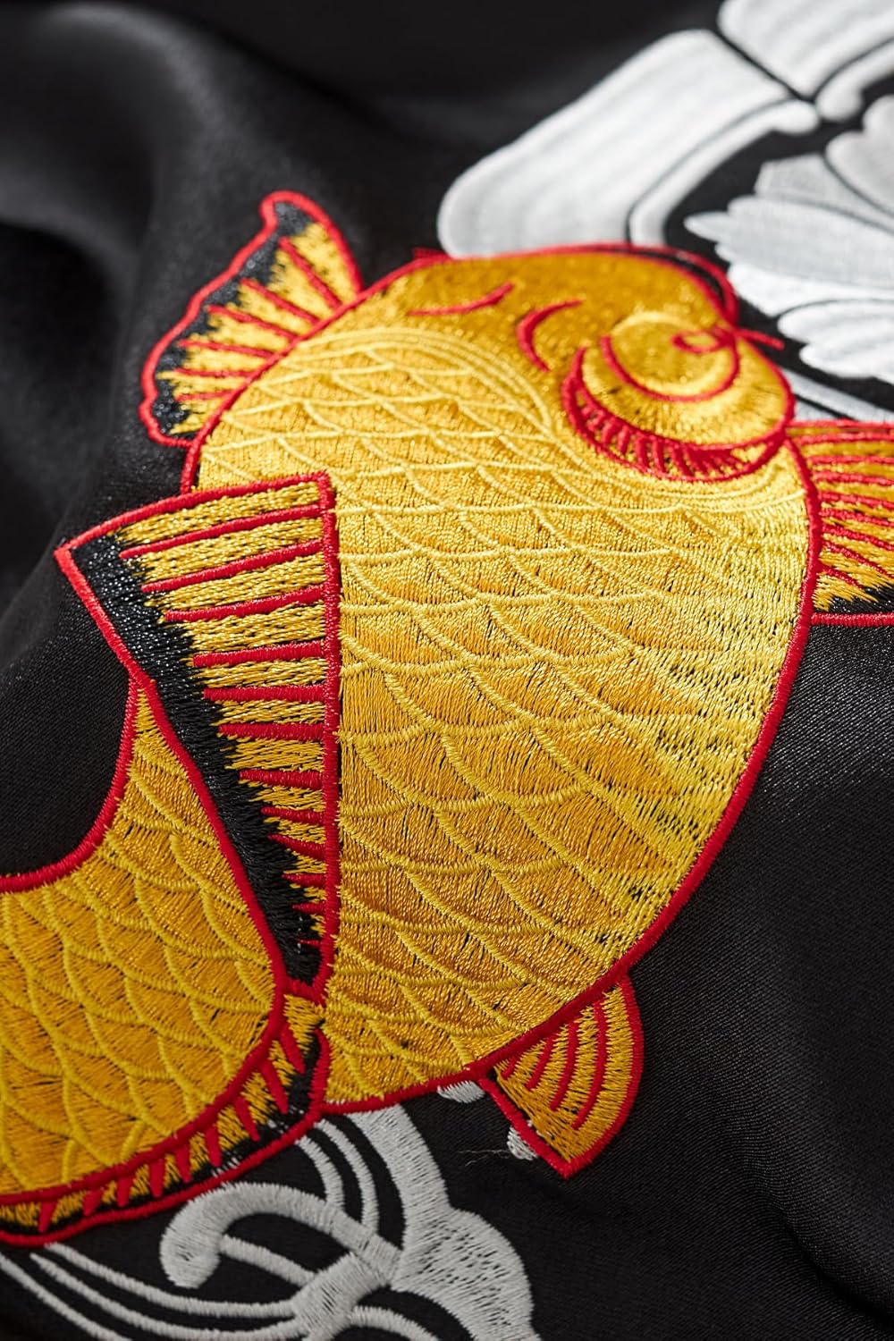 Koi Carp Embroidery Men Bomber Jacket Streetwear Windbreaker Hoodie
