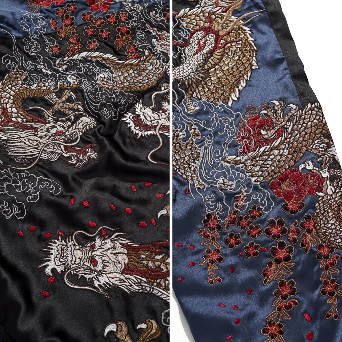 Dragon Bomber Jacket Reversible Zip Up Hoodies Japanese Streetwear