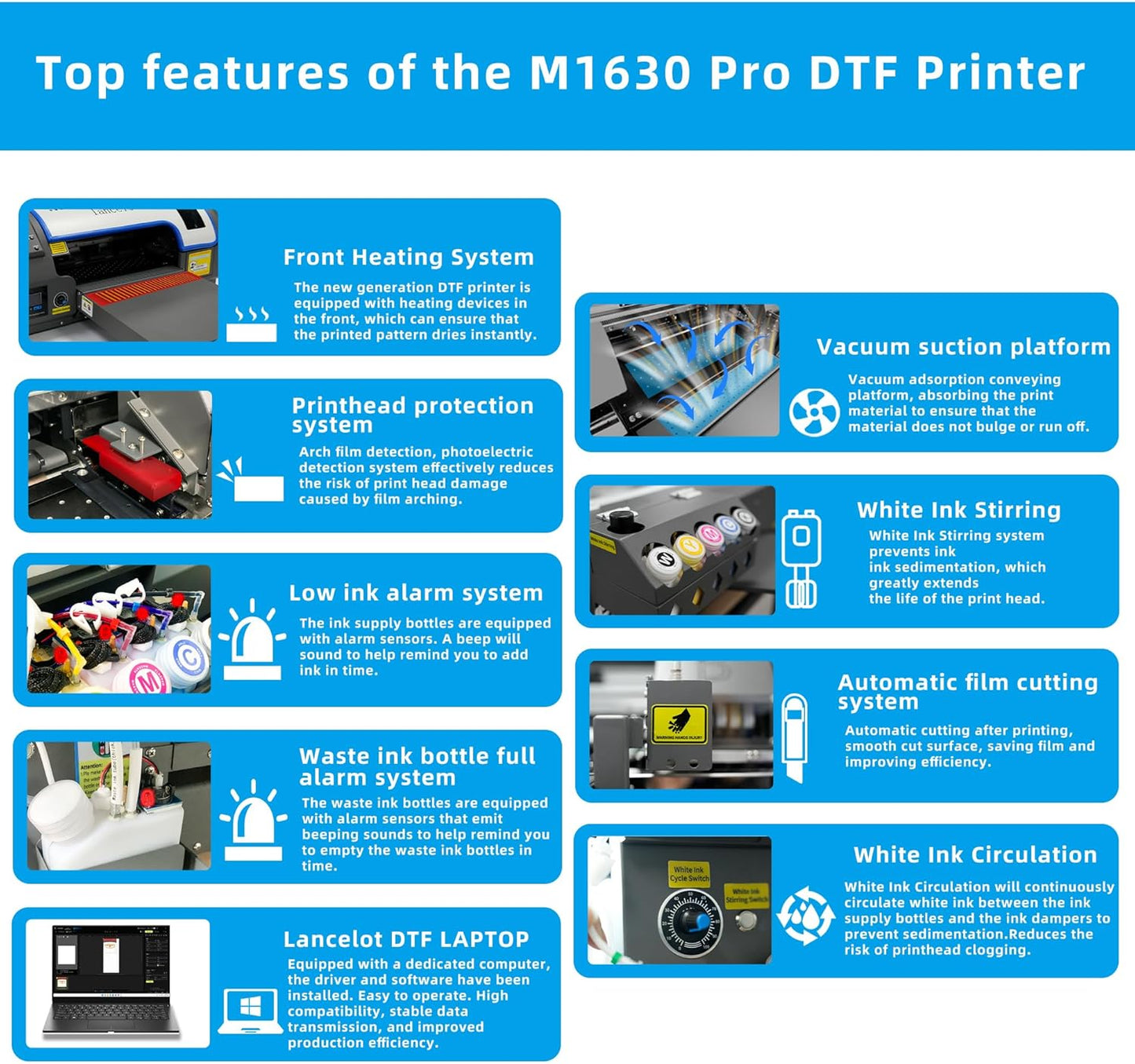 Lancelot M1630 Pro DTF Printer Bundle With DTF Shaker Laptop Supplies