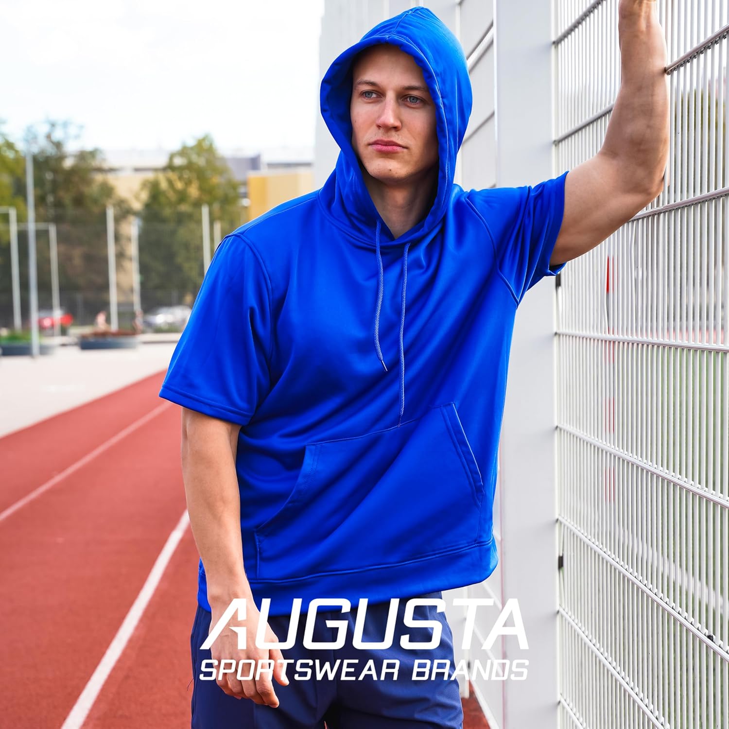 Blank Custom Men's Wicking Fleece Short Sleeve Hoodie Pullover - Colorsprinter