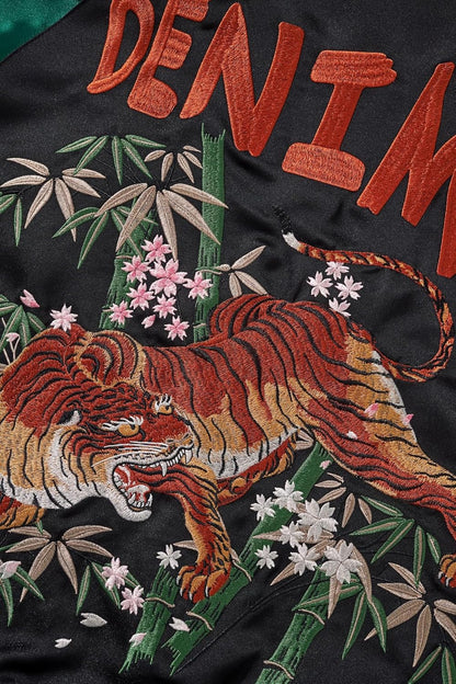 Tiger Embroidery Men's Bomber Jacket Japanese Hip Hop Streetwear
