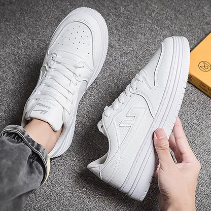 Blank White Leather Low Top Sneakers Custom Basketball Shoes Unisex