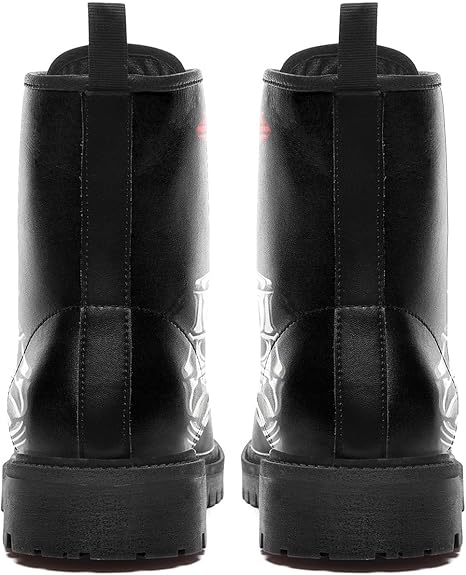 Forever Love Skull Hand Rose Leather Motorcycle Hunting Boots Shoes - Colorsprinter