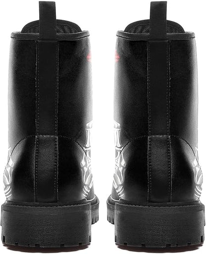 Forever Love Skull Hand Rose Leather Motorcycle Hunting Boots Shoes - Colorsprinter