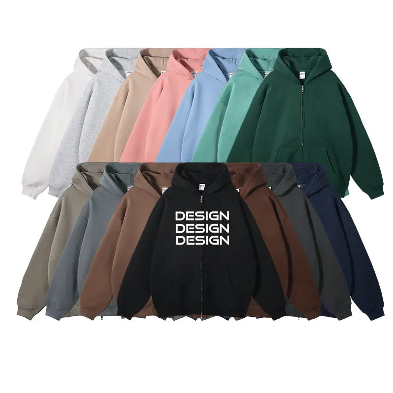 Custom Unisex Women Men Blank Cotton Zip Up Wholesale Fleece Hoodie - Colorsprinter