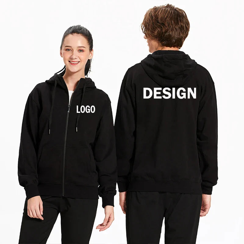 Custom Women Men Wholesale Smart Zip Up Smart Blank Black Hoodies