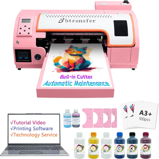 Pink M1630 A3 DTF Printer Bundle with XP600 Printer,Laptop,Consumable