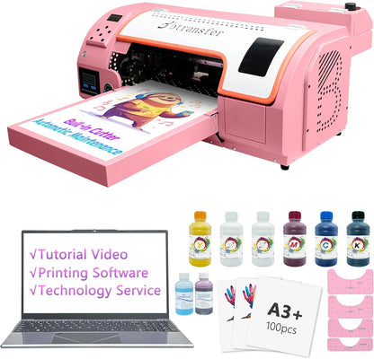 Pink M1630 A3 DTF Printer Bundle with XP600 Printer,Laptop,Consumable