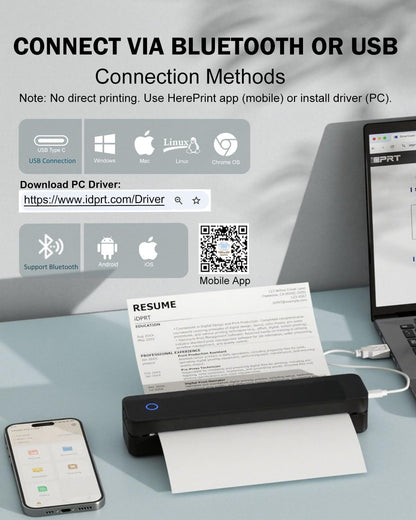 Portable Wireless Mobile A4 Mini Thermal Printer