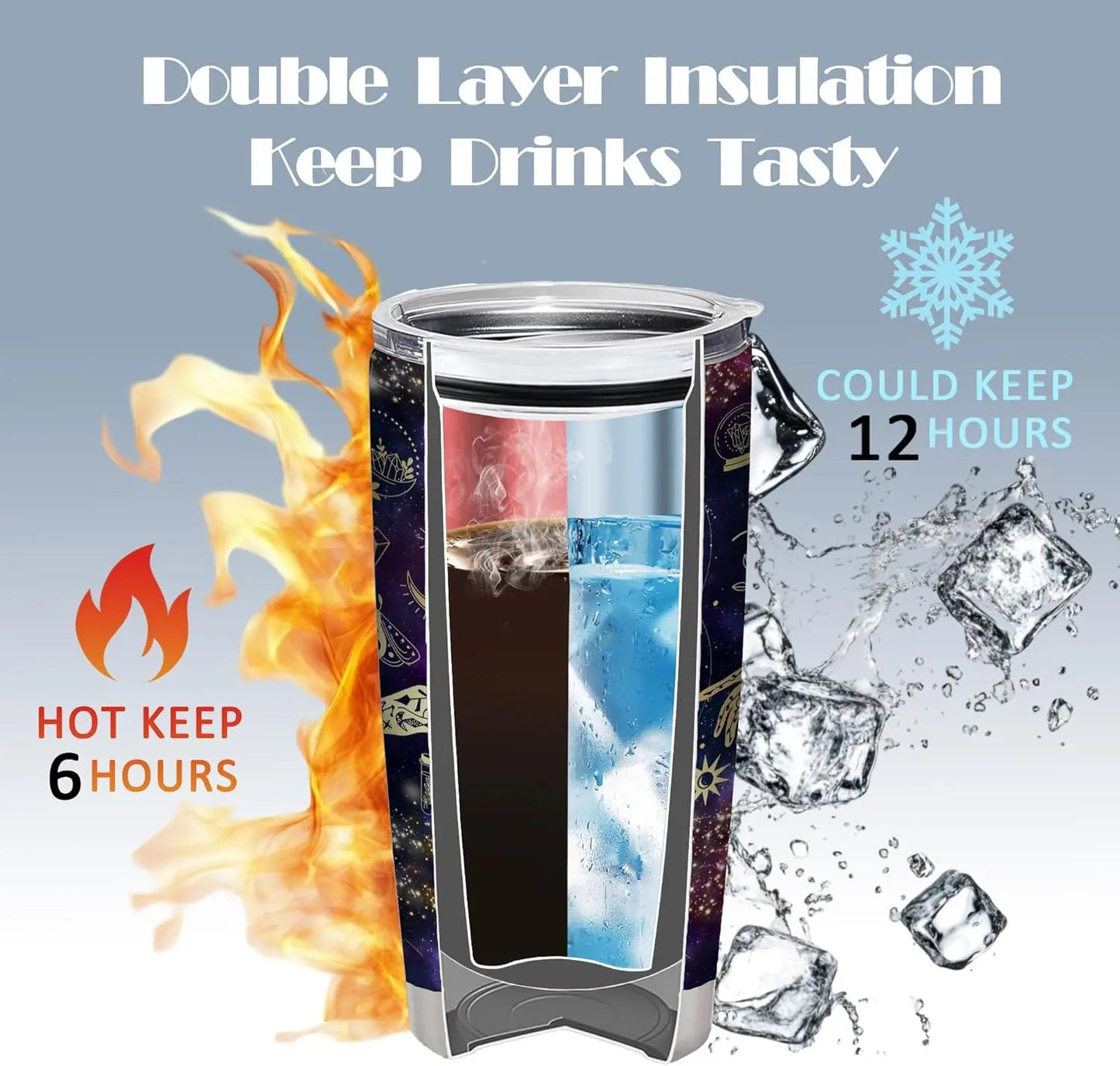 Stars And Moon Travel Mugs 20oz Coffee Tumbler Gag Gifts For Women