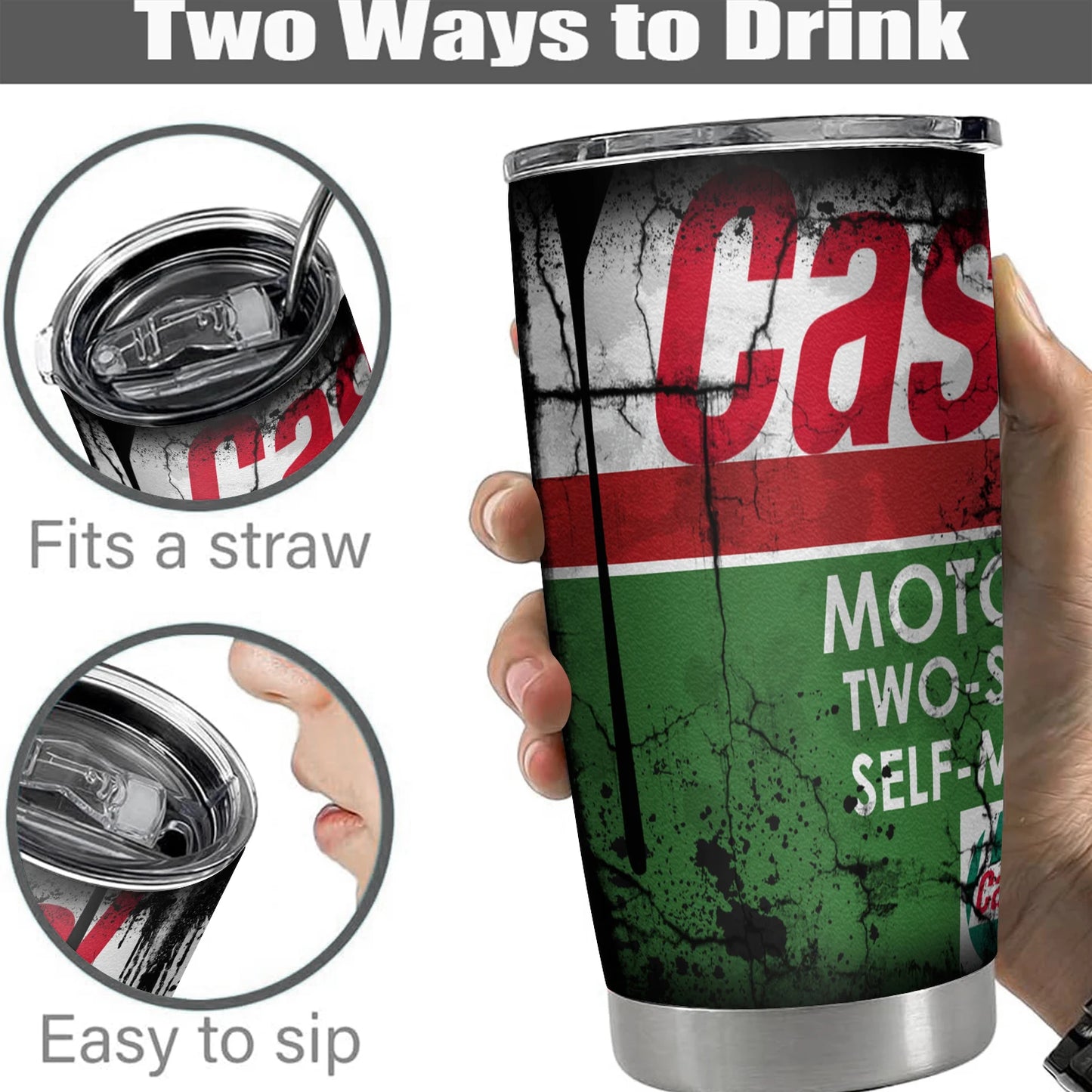 20Oz Motor Oil Stainless Steel Vacuum Insulated Tumbler Travel Mug