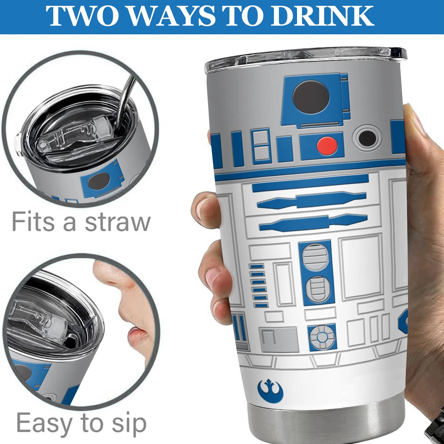 R2-D2 Artoo Triple Walled Insulated 20 OZ Tumbler Travel Cup Gift