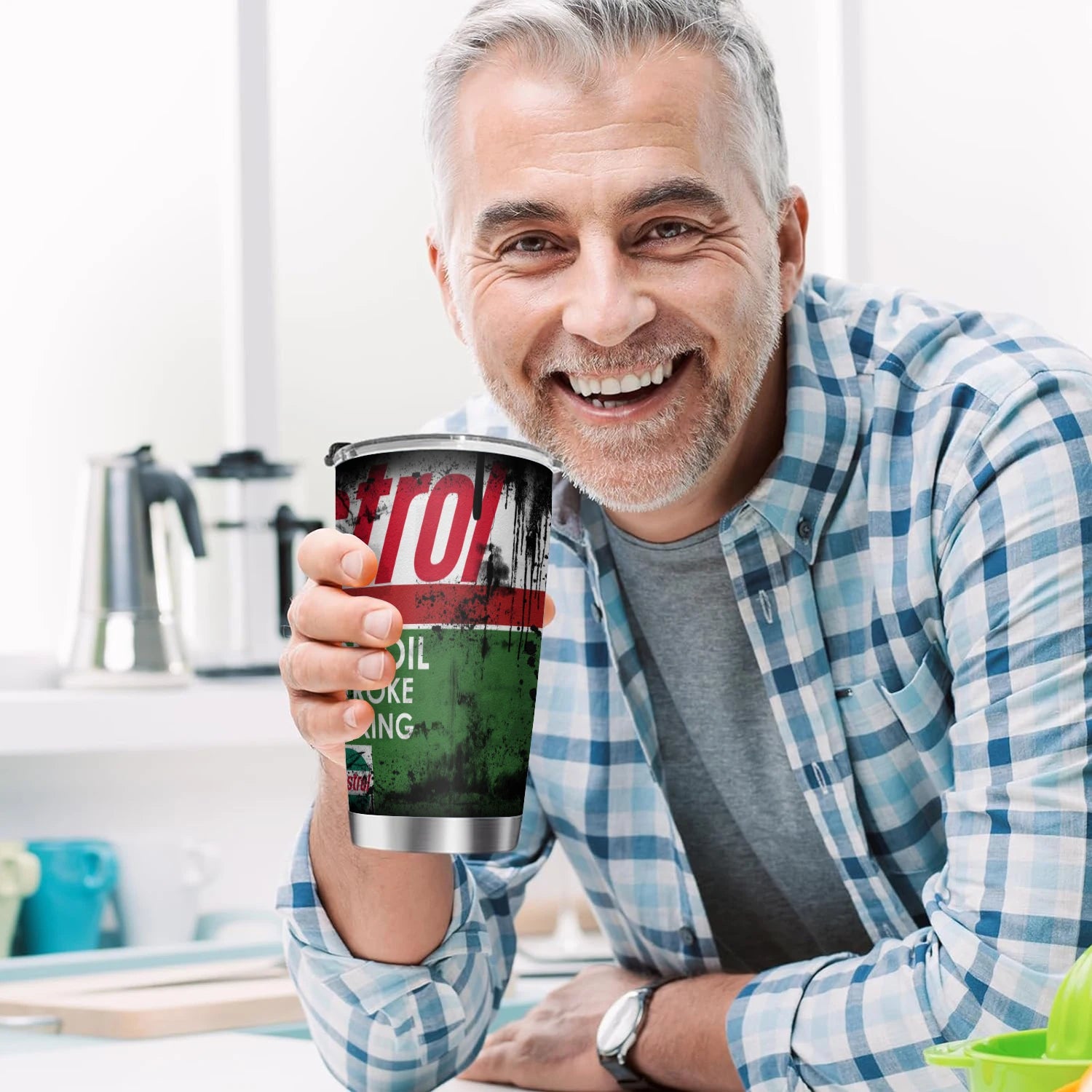 20Oz Motor Oil Stainless Steel Vacuum Insulated Tumbler Travel Mug