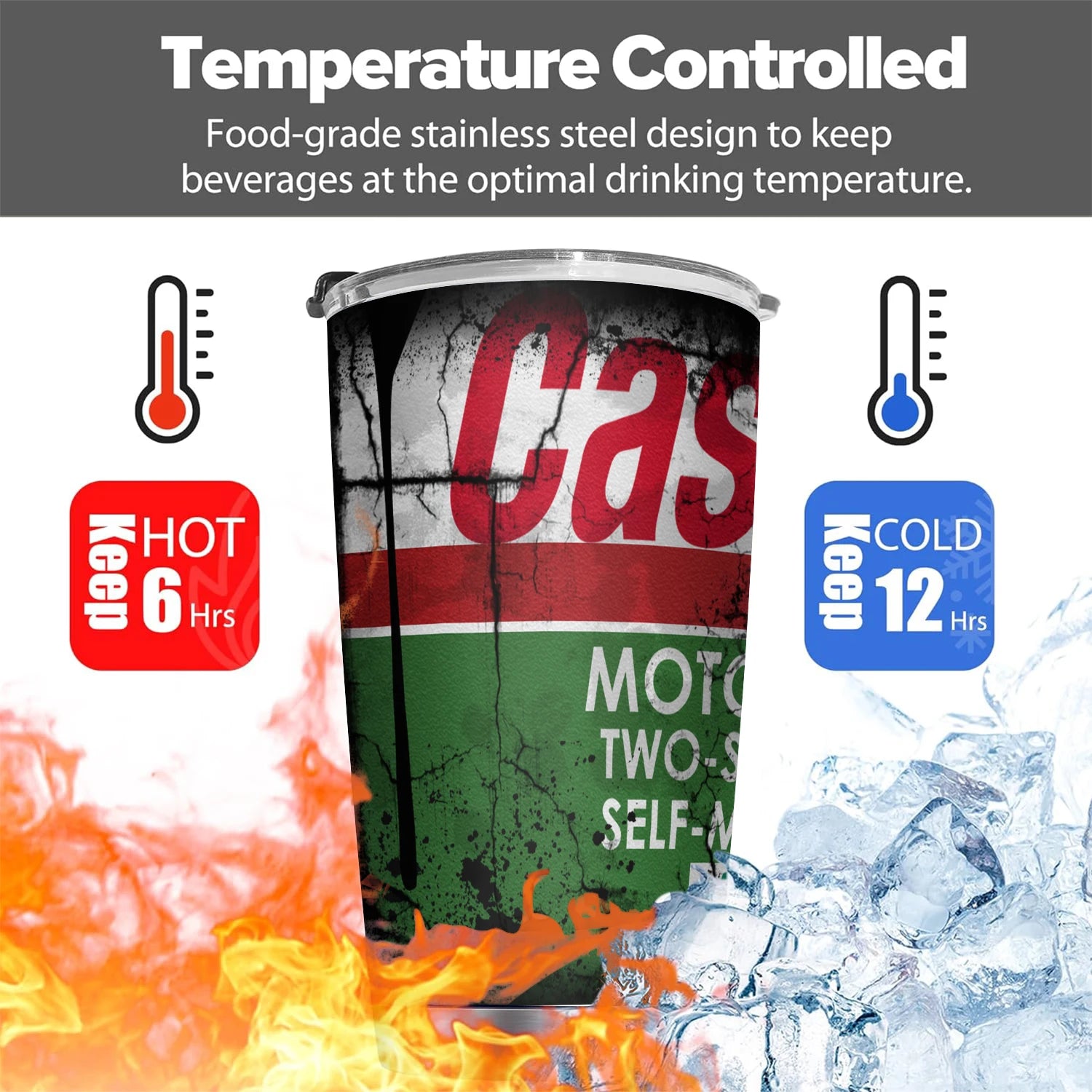 20Oz Motor Oil Stainless Steel Vacuum Insulated Tumbler Travel Mug