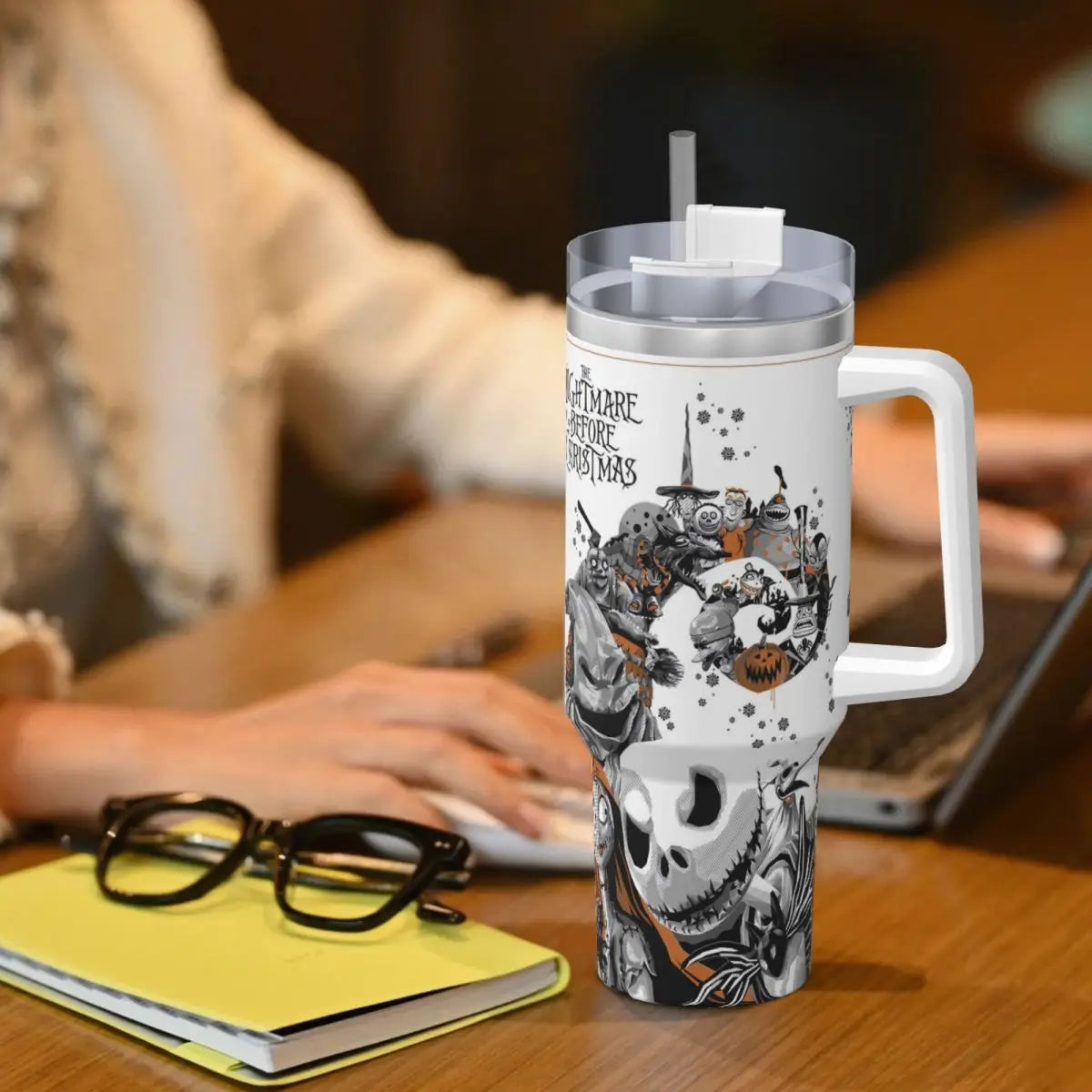 Nightmare Before Christmas Stainless Steel Tumbler Cartoon Driving Mugs Cup 40oz Thermal Cups Cold and Hot Milk Tea Water Bottle