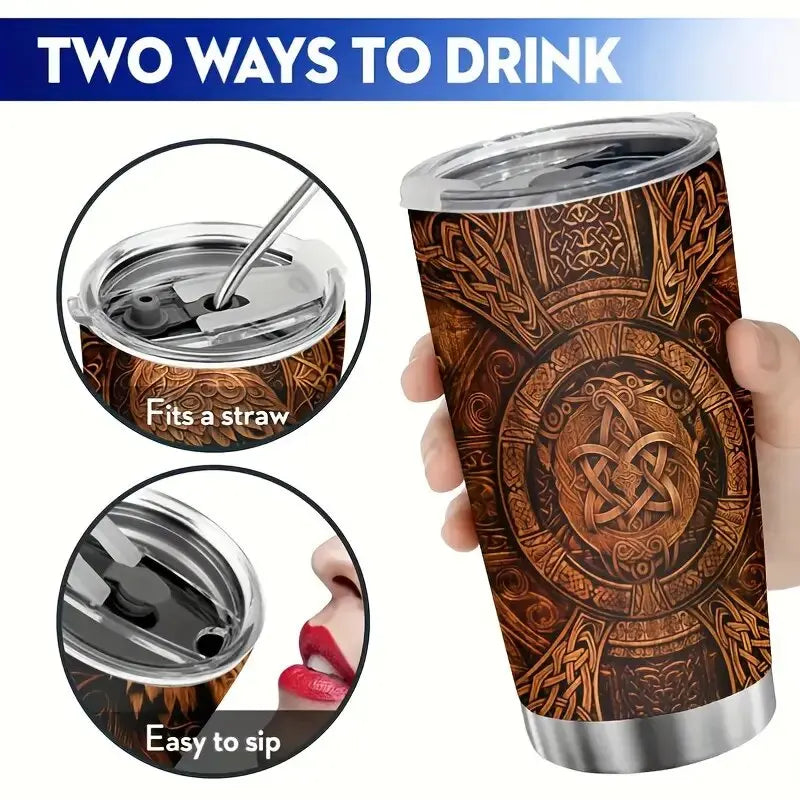 Viking Wolf 20oz Stainless Steel Tumbler Coffee Tea Portable Mug
