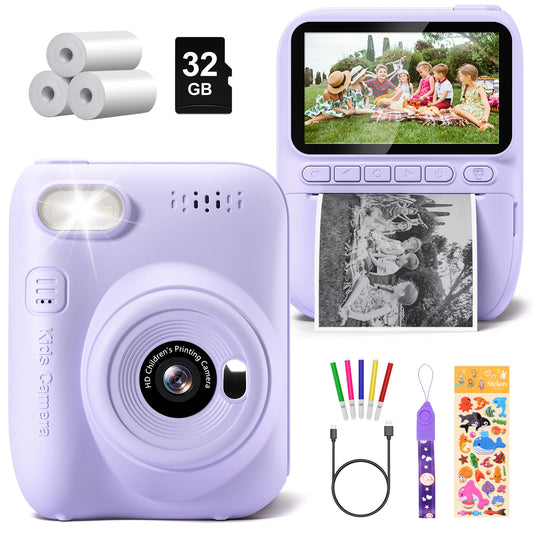 3.0" Instant Print Camera For Kids Printer 1080p Camera Toy Gift